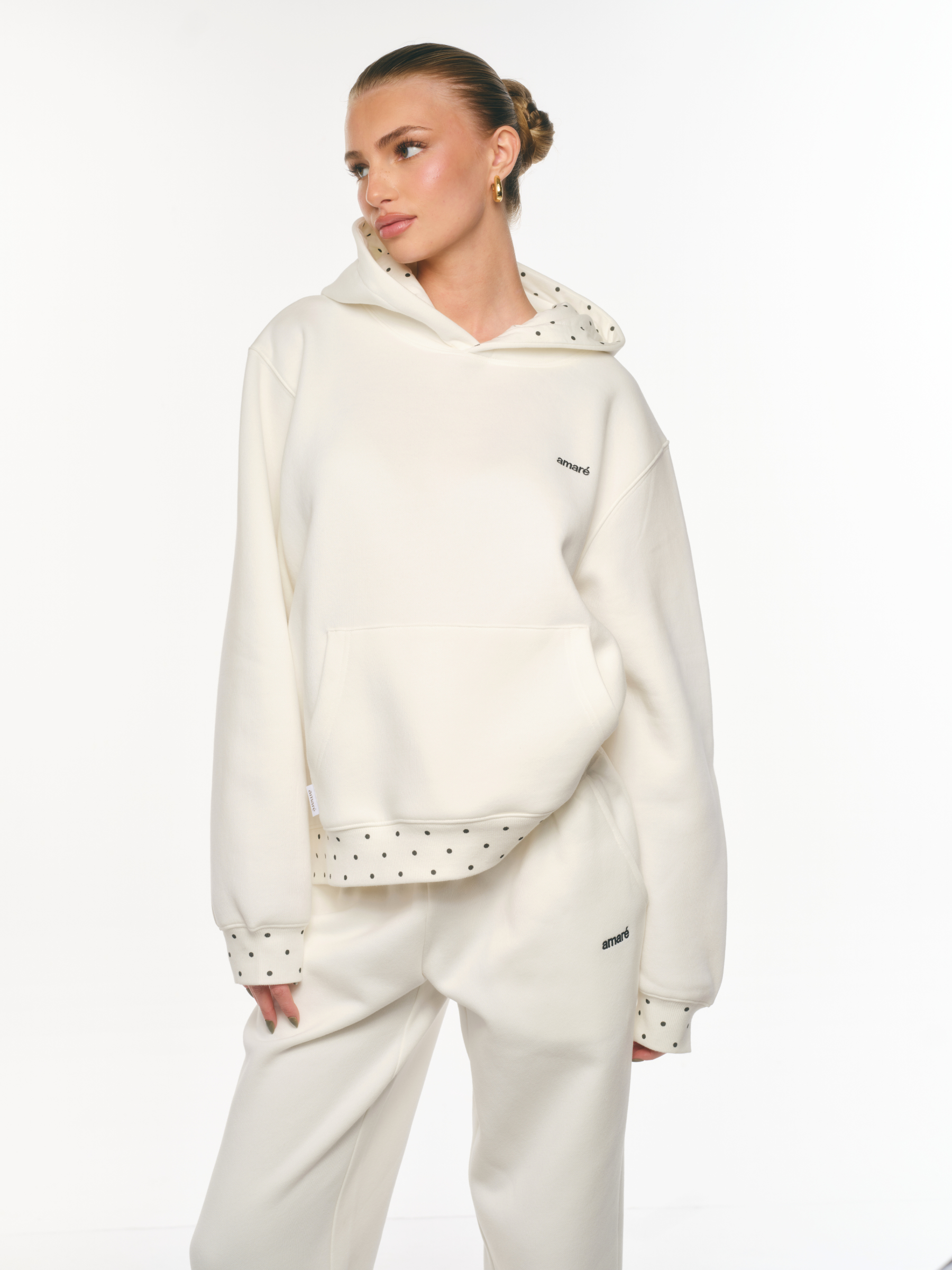 POLKA DOT HOODIE (SOFT WHITE) – amaré POLKA DOT HOODIE (SOFT WHITE) – amaré